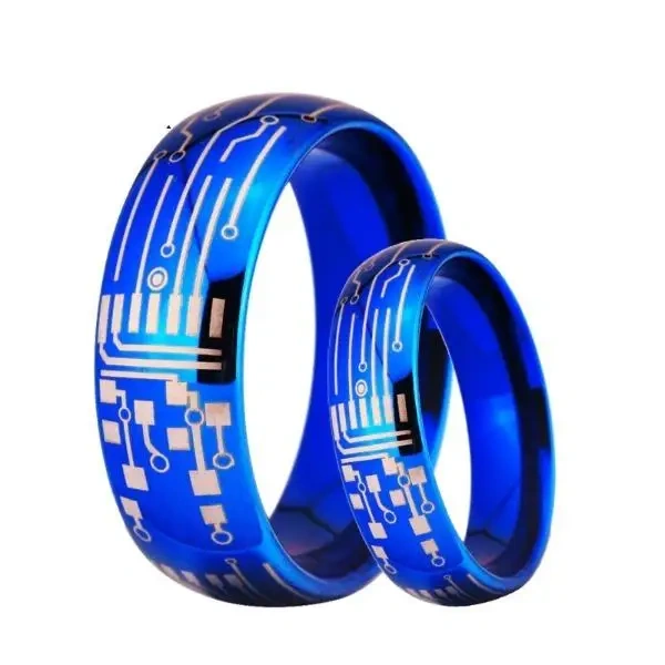 Men Fashion Jewelry Tungsten Carbide Ring Blue Men's Tungsten Carbide Laser Rings