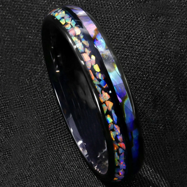 Fashion Jewelry New Design Custom Design Ring 	galaxy Opal Tungsten Ring for Men