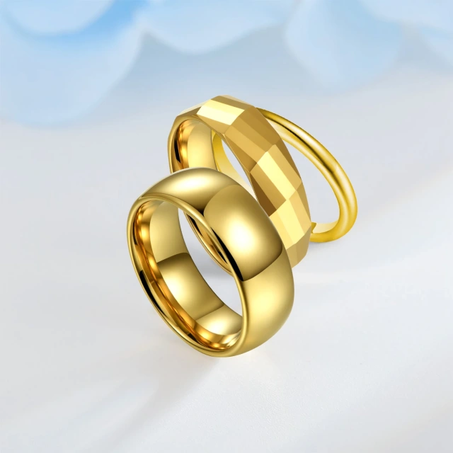 Factory Wholesale Tungsten Engagement Band 24k Gold Jewelry Couple Rings Gold Wedding Ring 2MM 6MM 8MM