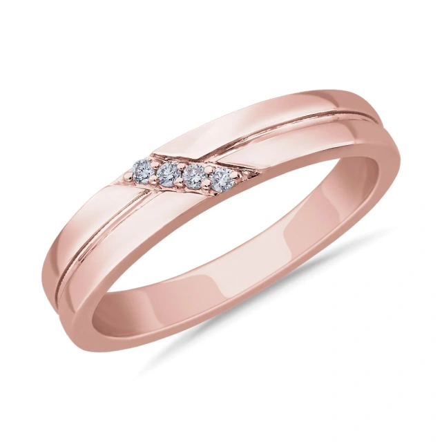 China Factory Rose Gold Plated Diamond Ring for Women 3mm 4mm with Cz Tungsten Carbide Rings