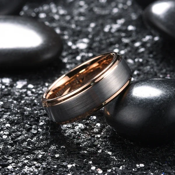 Wholesale 8mm 6mm 4mm Brushed Rose Gold Tungsten Ring for Men Women Fashion Engagement Wedding Band