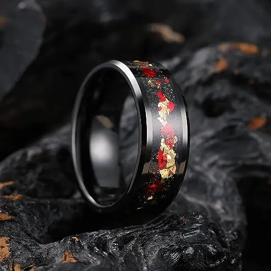 Men Luxury Tungsten Fashion Ring Inlay Opal Men Tungsten Carbide Wedding Rings