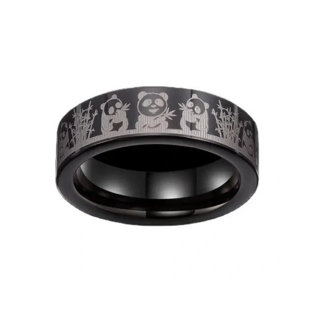 Custom Made Wedding Ring Men Hunters 8mm Black Gray Bears Forest Mountain Tungsten Band Comfort Fit Ring