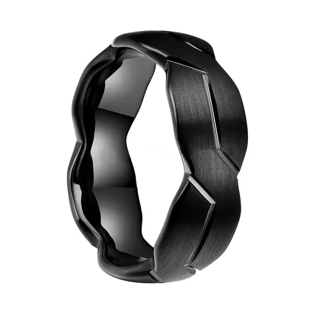 Ouyuan Fashion Jewelry Custom Silver Black Tungsten Ring Wedding Rings Couple Set Tungsten Ring comfort Fit