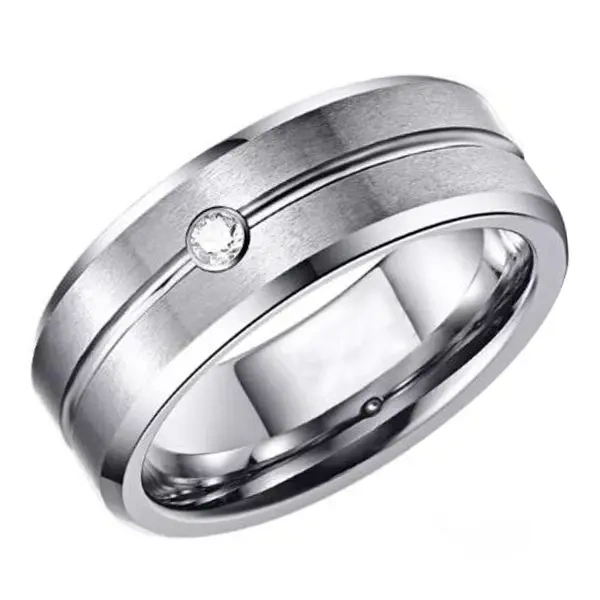 CZ Inlay Luxury Tungsten Men Fashion Jewelry Tungsten Carbide Men Rings