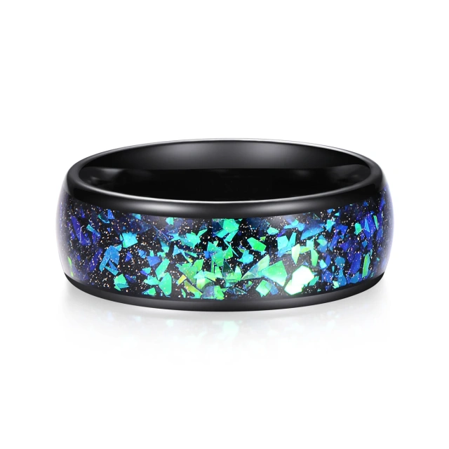 8mm Tungsten Opel Inlay Rings for Men Women Couples Opal Wedding Band