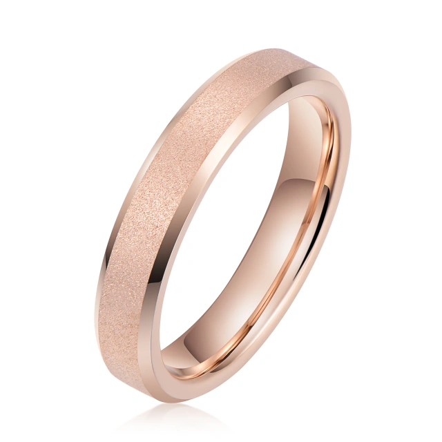 In Stock 8mm Sandblasted Rose Gold Tungsten Ring Fashionable Engagement Wedding Band for Men and Women