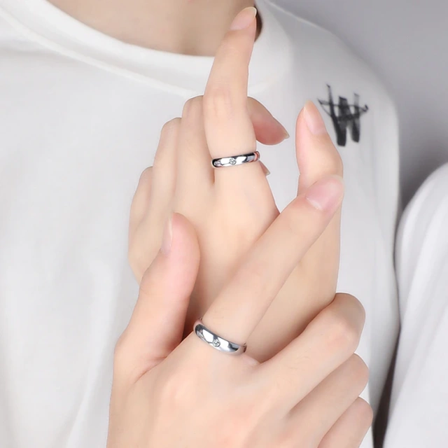 Love Zircon Couple Ring Set Mens Women Diamond Tungsten Rings with Free Engraving Men and Women Name