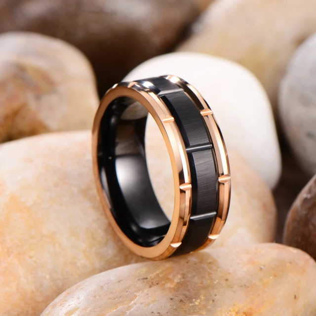 Wholesale Price Black and Gold Plated Luxury Tungsten Ring for Men Fashion Jewelry Rings Tungsten Wedding Band Ring