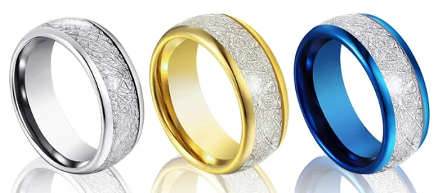 Wholesale Engagement Ring 8mm Gold Plated Ring Men Women Trendy Wedding Band Matte Domed Comfort Fit