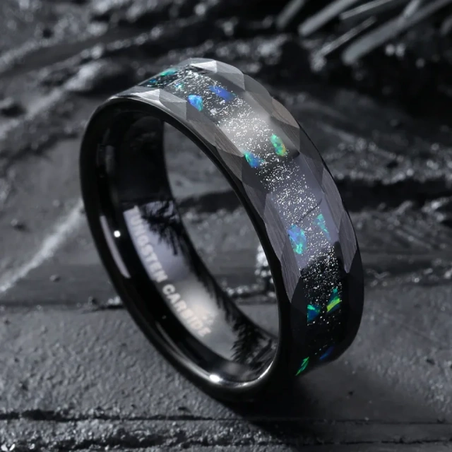 Gentdes Jewelry Wholesale Rings 8mm Men Ring Hammered Meteorite Tungsten Ring Wedding Band for Men