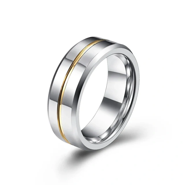 Classic 8mm Silver Rings for Men Matted Tungsten Silver Ring with groove