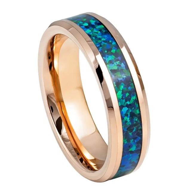 Made in China 6mm Men Opal Tungsten Ring Men Luxury Opal Inlay Engagement Tungsten Carbide Ring