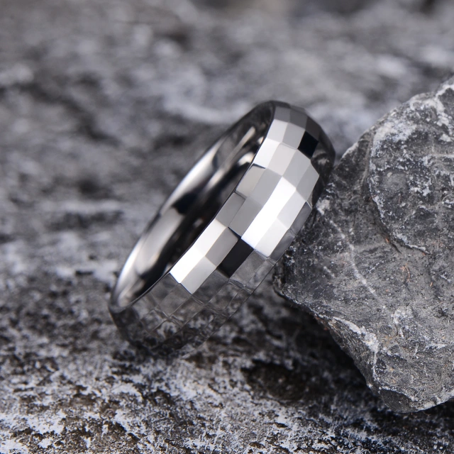 8mm Tungsten Carbide Rings for Women Men High Polish Domed Plain Rings for Customize Engrave Black Silver Color