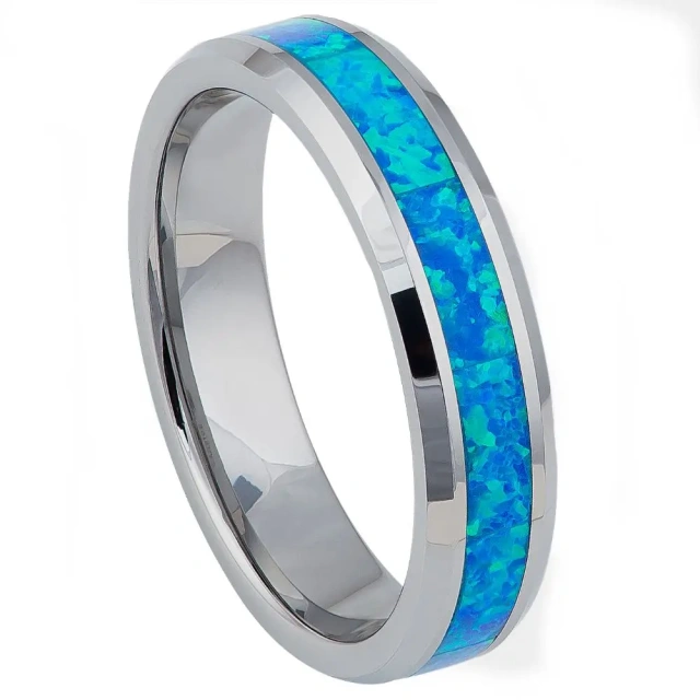 Wholesale Men's Tungsten Carbide Wedding Rings with 8MM 6MM 4MM Opal Inlay Fashion Jewelry for Engagement Gift Party