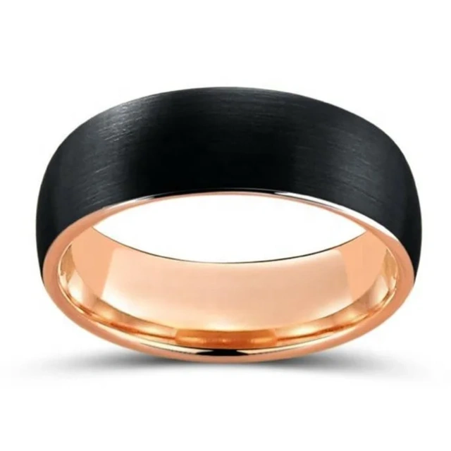Wholesale Price IP Rose Gold Black Plated Brushed Tungsten Ring 8MM Tungsten Wedding Rings for Men Rings Gold