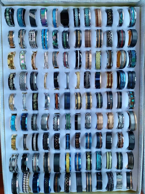 Fashion Jewelry 8mm Meteorite and Gold Leaf Ring Inlay Silver Gold Tungsten Ring for Men Women Fashion Wedding Engagement Band