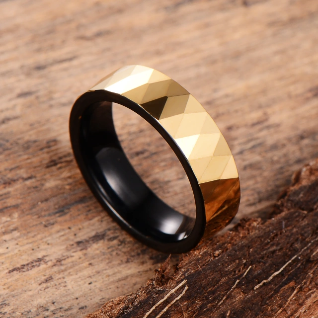 Hot Sale Wholesale Simple 8mm High Polished Black Gold Tungsten Wedding Rings for Women for Engagement Party or G