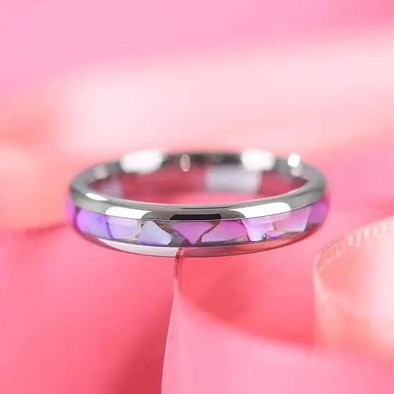 Wholesale 4mm 6mm 8mm Crushed Opal Galaxy Sandstone Black Hammered Tungsten Wedding Ring for Men Fashion Rings