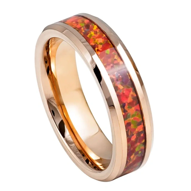 Made in China 6mm Men Opal Tungsten Ring Men Luxury Opal Inlay Engagement Tungsten Carbide Ring