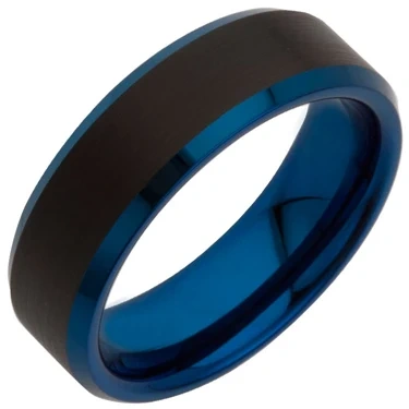 2024 Obe Brand New Arrival Jewelry Fashionable High Quality 8mm Ring Wide Tungsten Blue Carbide Ring Men