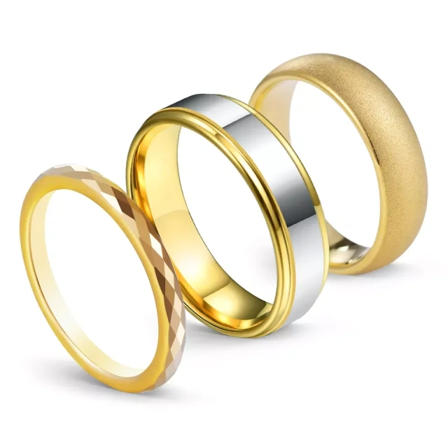 Wholesale Gold Plated PVD Sandblasted 8mm Tungsten Ring for Men Women Engagement Wedding Band Domed Comfort Fit