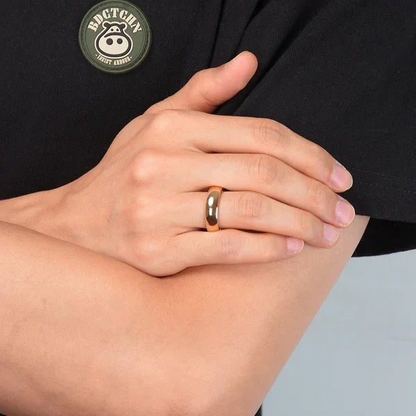 Ouyuan Jewelry Rose Gold Tungsten Ring Polished for Couples Engagement Wedding Band Alliance