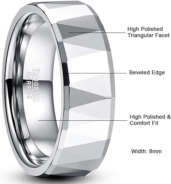 Custom Fashion Jewelry Rings Men Tungsten Carbide Silver Plated Rings in Bulk