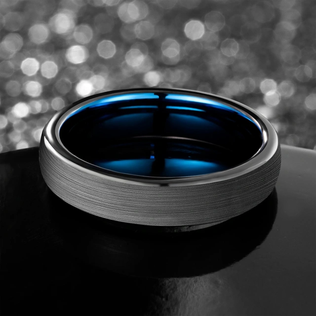 OEM Band Blue Tungsten Carbide Ring Simply Style Mens Tungsten Ring Black Blue 8mm
