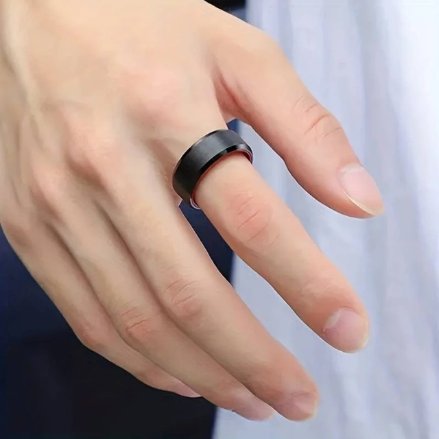 Men's Tungsten Carbide Black and Red Wedding Band Engagement Ring Anodized Aluminum Interior Comfort Fit 8mm