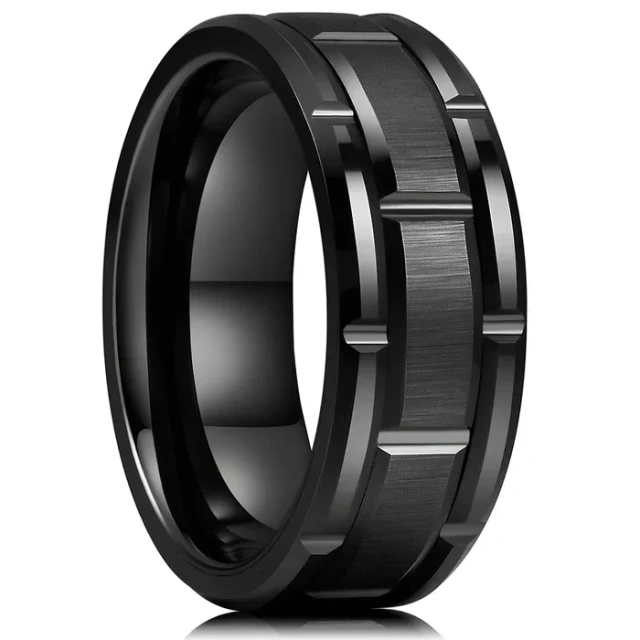 Fashion Rings Newest Design Eternity 8mm His and Her Set Brick Pattern Brushed Center Tungsten Ring Wedding Rings Couple Set