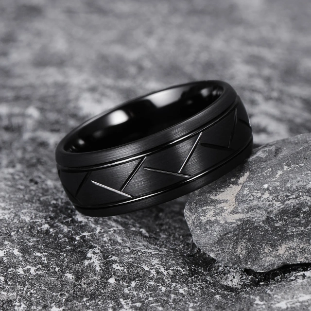 Newest Design Eternity 8mm Domed Grooved Brushed Silver Tungsten Carbide Ring for Men Women Fashion Wedding Band Comfort Fit