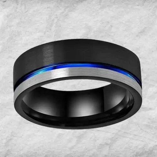 Black Plated Luxury Tungsten Rings Men Jewelry Tungsten Carbide Fashion Ring