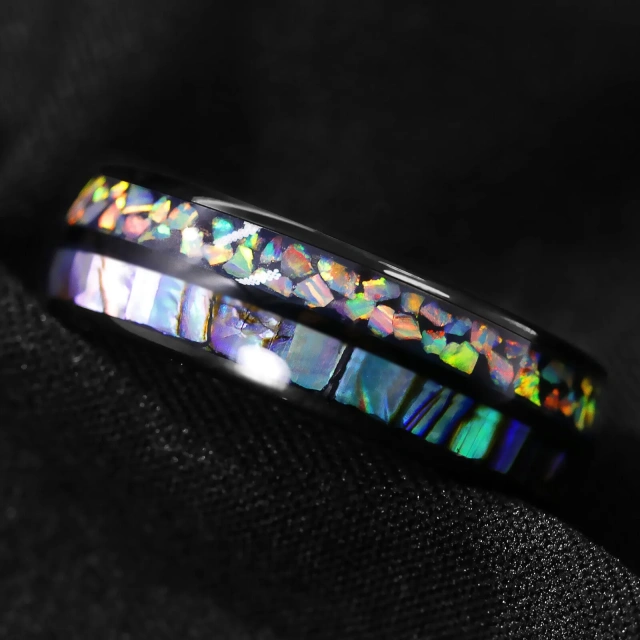 Fashion Jewelry New Design Custom Design Ring 	galaxy Opal Tungsten Ring for Men