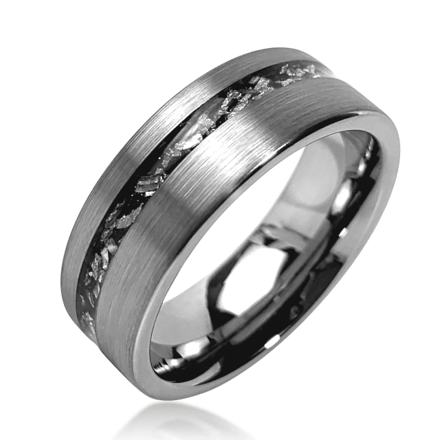 Factory Price Meteorite Tungsten Ring Inlay Carbide Tungsten Ring Silver Plated Tungsten Ring