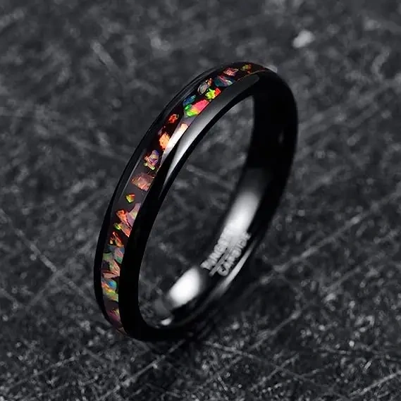Luxury Stone Inlay Tungsten Carbide Ring galaxy Opal Tungsten Ring for Men