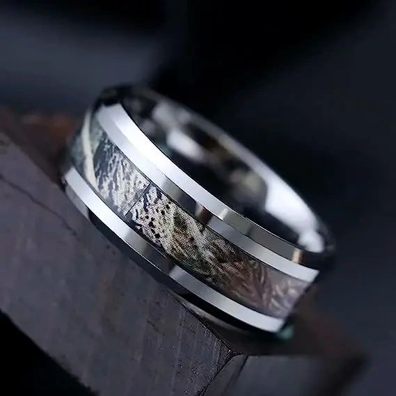 Luxury Fashion Silver Plated Jewelry Inlay Natural Stone Tungsten Carbide Rings for Men