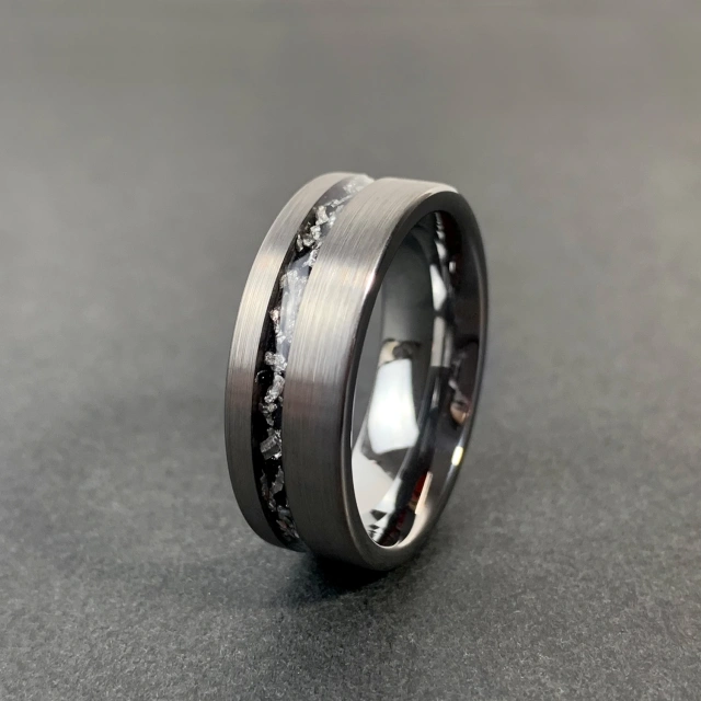 Factory Price Meteorite Tungsten Ring Inlay Carbide Tungsten Ring Silver Plated Tungsten Ring