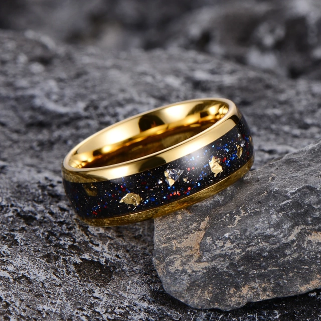 Wholesale Factory Price 8MM and 4MM Gold Tungsten Jewelry Tungsten Carbide Ring Couple Rings for Women Men