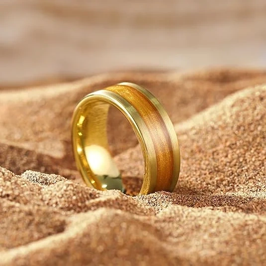 Trending Luxury Tungsten Gold Ring Custom Mens Tungsten Wedding Band Jewelry Women Rings Tungsten Rings for Men