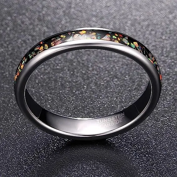 Luxury Stone Inlay Tungsten Carbide Ring galaxy Opal Tungsten Ring for Men