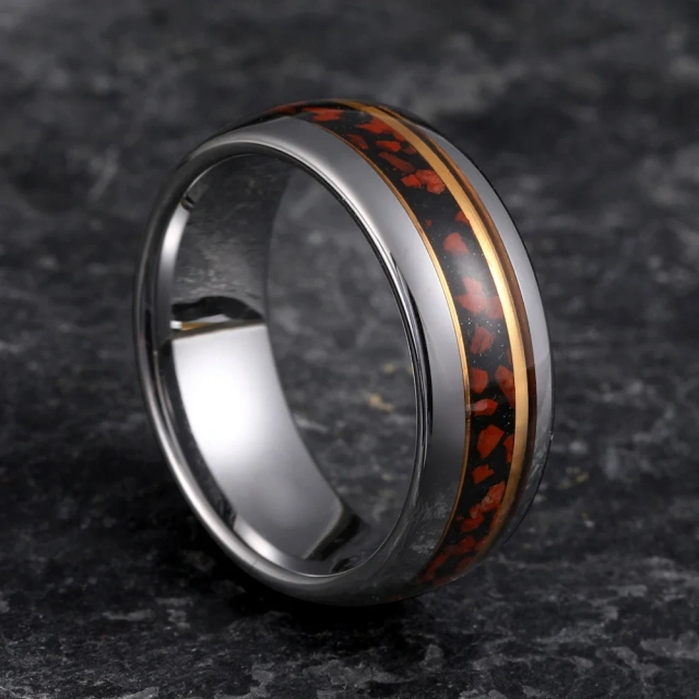 China Wholesale Price Fashion Jewelry Rings for Men Silver Plated Inlay Stone Luxury Tungsten Carbide Men Ring