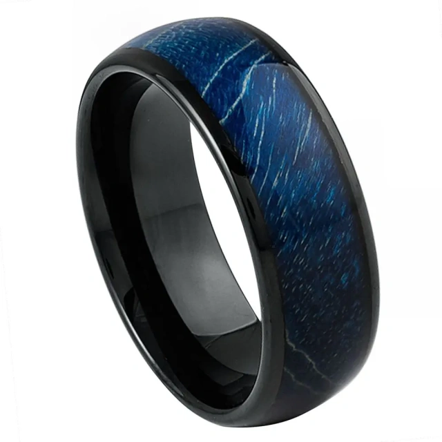 Wholesale 8mm Black Tungsten Rings High Quality 857 Tungsten Inlay Solidified Wood Wedding Engagement Ring Men Women