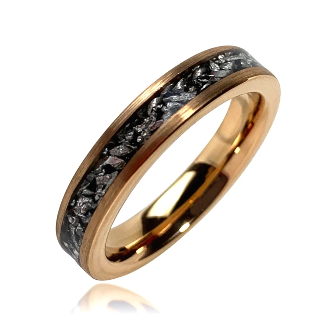 Luxury Jewelry Men's Rings Tungsten Carbide Inlay Meteorite Gold Plated Rings
