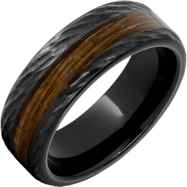 China Manufacturer Men Jewelry Black Plated Wood Inlay Tungsten Carbide Koa Wood Inlay Ring 6mm 8mm