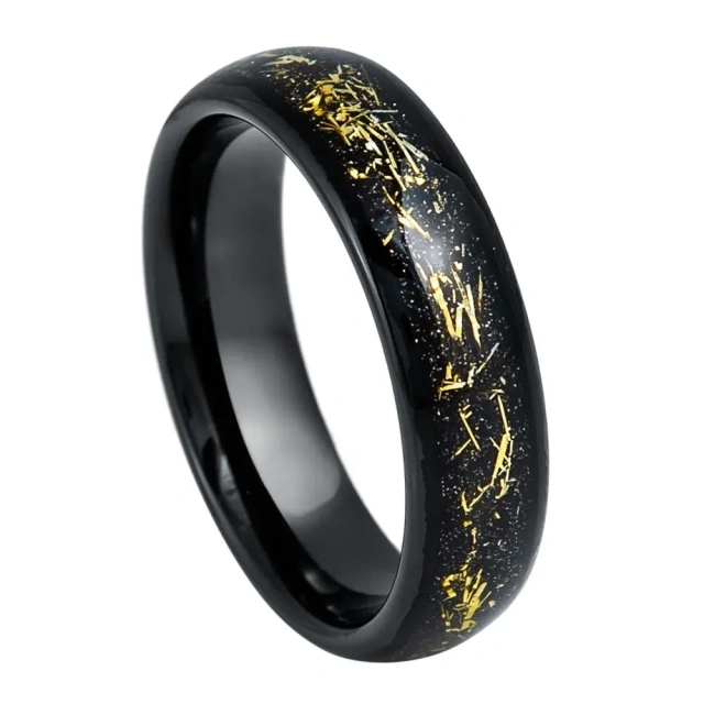 Luxury Men Ring 8mm Width Inlay Gold Foil Tungsten Carbide Ring for Men comfort It Ring