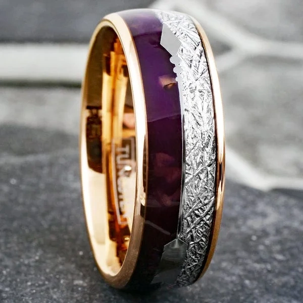 Trending Custom Tungsten Women Men Rings With Agate Inlay Luxury Gold Plated Tungsten Ring Wedding Ring Fashion Jewelry