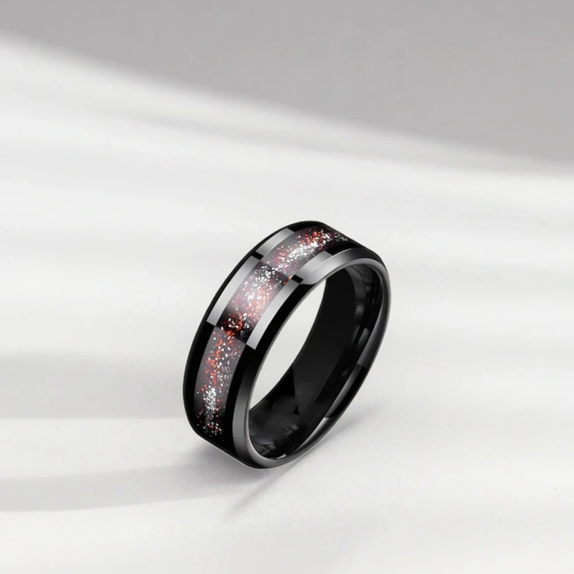 High Quality Comfort Fit Men's Tungsten Rings 4mm 6mm 8mm Polished Tungsten Carbide Red Foil Inlay Classic Style for Engagement