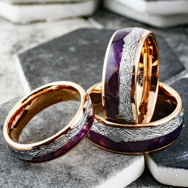 Trending Custom Tungsten Women Men Rings With Agate Inlay Luxury Gold Plated Tungsten Ring Wedding Ring Fashion Jewelry