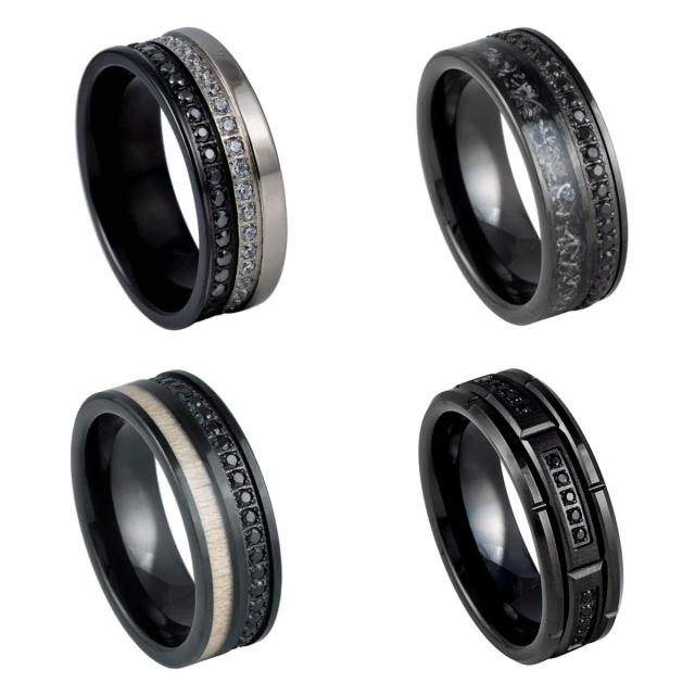 Luxury Black Plated Tungsten Ring for Men Fashion Jewelry Inlay Cz Dimomd Wedding Party Rings 6mm 8mm for Engagement Gift
